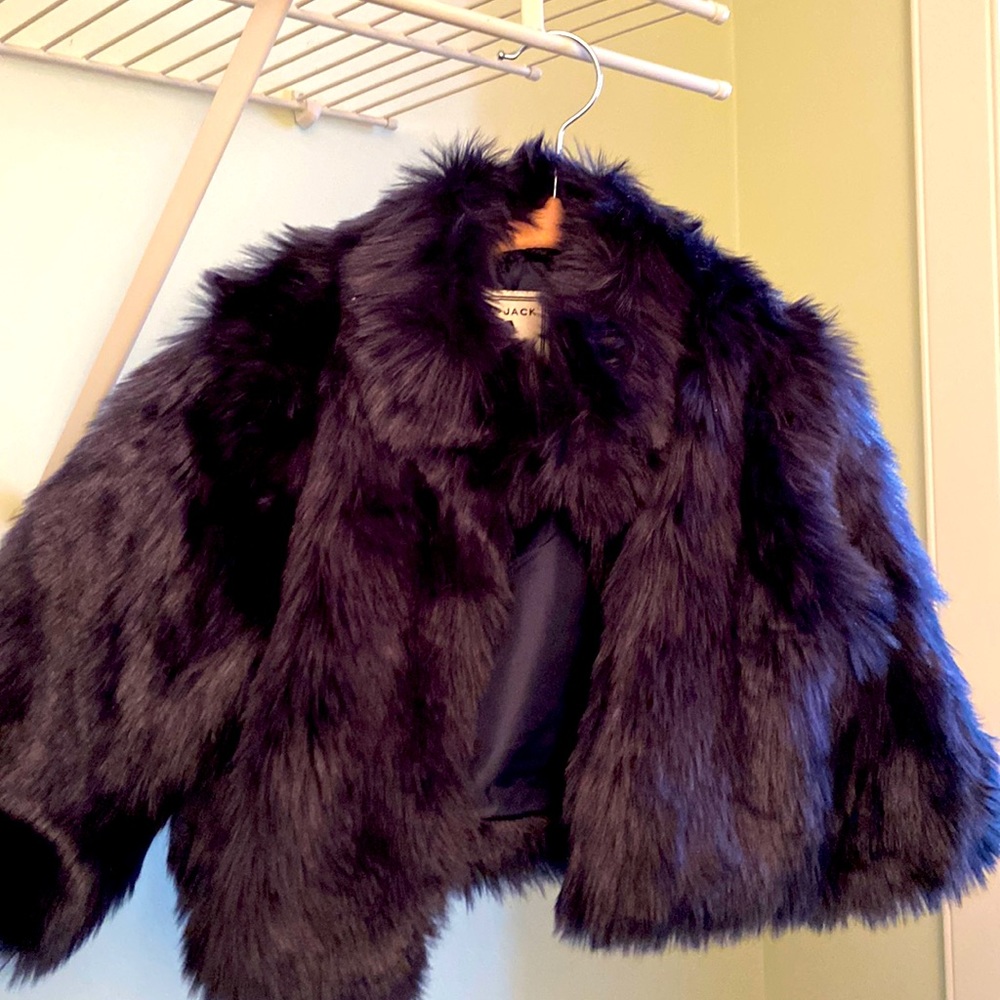 Toddler size 3/4 navy faux fur jacket